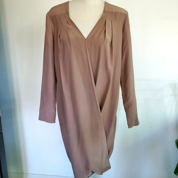 Revolve | Amanda Uprichard Long Sleeved Silk Foldover Dress - Picture 3 of 11